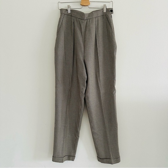 Vintage Lauren Ralph Lauren High Waisted Houndtooth Trousers Pants Sz 10 - Picture 1 of 7